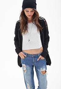 Forever21 Open-front Crochet Cardigan