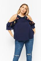 Forever21 Plus Size Floral Flounce Open-shoulder Top