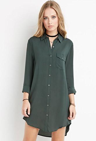 Forever21 Curved-hem Shirt Dress