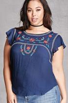 Forever21 Plus Size Floral Embroidered Top