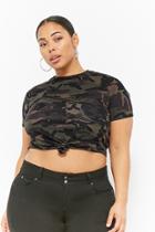 Forever21 Plus Size Knotted Camo Tee
