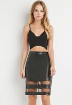 Forever21 Mesh-paneled Faux Leather Skirt