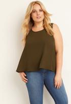 Forever21 Plus Women's  Classic Chiffon Top (olive)