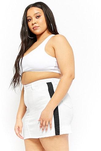 Forever21 Plus Size Denim Contrast Stripe Mini Skirt