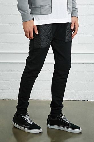 21 Men Men's  Quilted-pocket Joggers