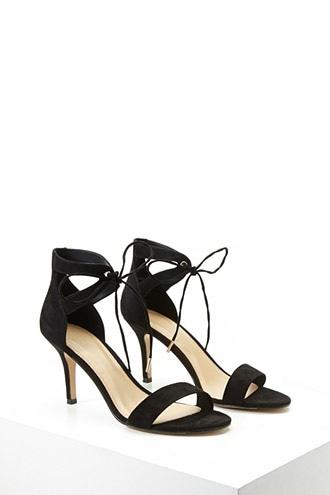 Forever21 Women's  Black Ankle-strap Faux Suede Pumps