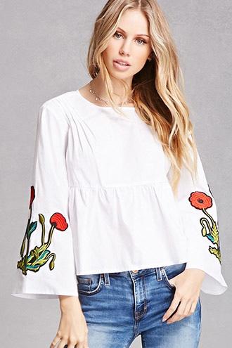 Forever21 Floral Patch Billowy Top