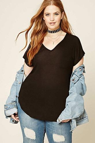 Forever21 Plus Size Semi-sheer Pocket Tee