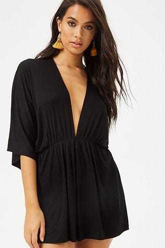 Forever21 Plunging Ribbed Romper