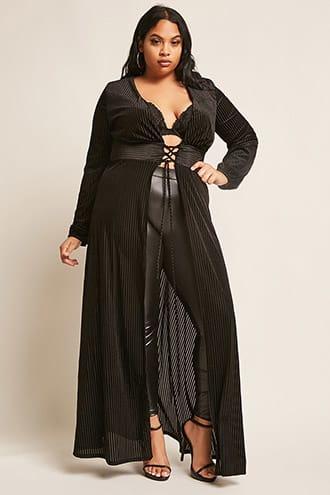 Forever21 Plus Size Shadow Stripe Duster Cardigan