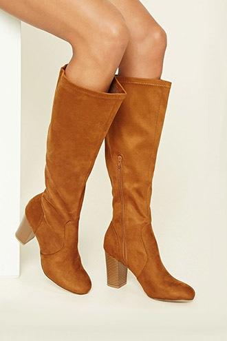 Forever21 Women's  Tan Faux Suede Knee-high Boots