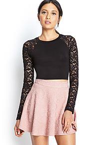 Forever21 Lace Sleeve Crop Top