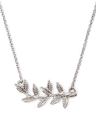 Forever21 Leaf Charm Necklace (silver)