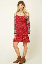 Forever21 Women's  Red I The Wild Floral Print Dress