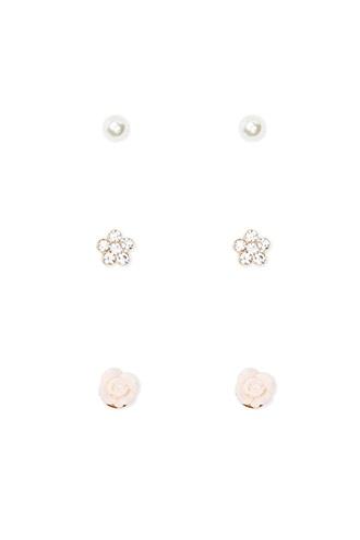 Forever21 Gold & Pink Floral Stud Set