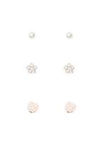 Forever21 Gold & Pink Floral Stud Set