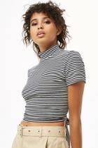 Forever21 Ribbed Striped Cross-back Crop Top