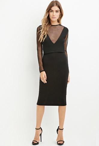 Forever21 Women's  Layered Mesh Bodycon Dress