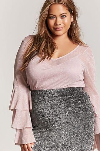 Forever21 Plus Size Lurex Knit Twofer Top