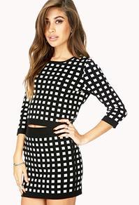 Forever21 Retro Grid Sweater Skirt