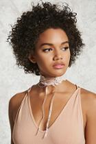 Forever21 Embroidered Lace-up Choker