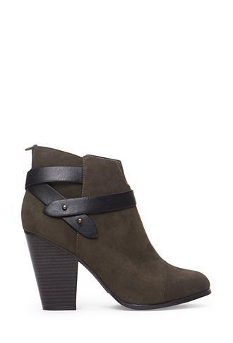 Forever21 Wrapped Faux Suede Booties Green 10