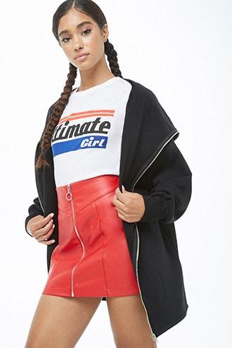Forever21 Longline Full-zip Hoodie