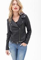Forever21 Contemporary Hooded Moto Jacket