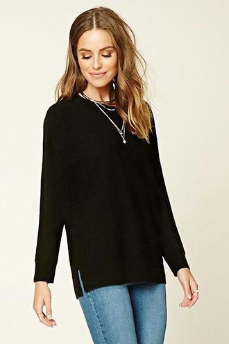 Forever21 Women's  Black Crew Neck Sweater