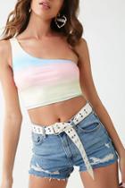 Forever21 Rainbow Ombre One-shoulder Crop Top