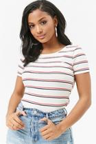 Forever21 Striped Ribbed-knit Crisscross Tee