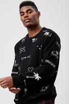 Forever21 Doodle Graphic Knit Sweater