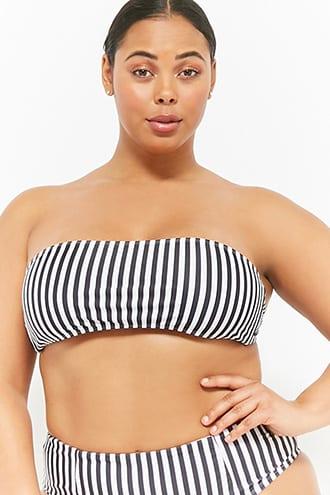 Forever21 Plus Size Kulani Kinis Striped Bandeau Bikini Top