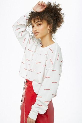 Forever21 Pleasures Graphic Waffle Knit Top