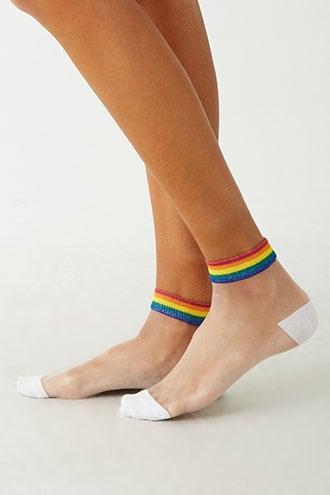 Forever21 Rainbow Trim Crew Socks