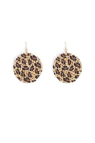 Forever21 Leopard Print Rattan Drop Earrings