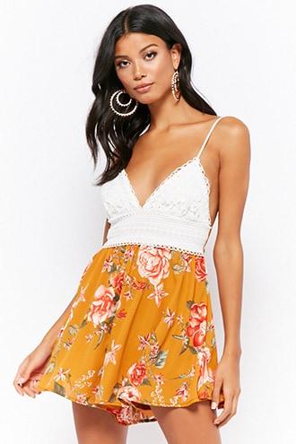 Forever21 Floral Tie-back Combo Romper
