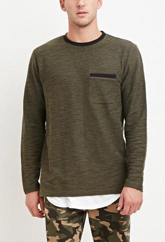 21 Men Marled Knit Pocket Tee