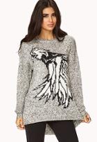 Forever21 Eagle Graphic High-low Sweater