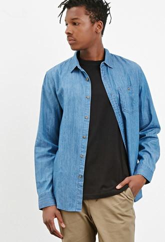 21 Men Classic Chambray Shirt