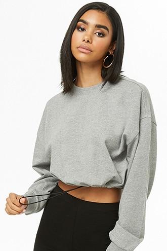 Forever21 Heathered Drawstring-hem Pullover