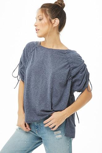 Forever21 Heathered Raglan Drawstring Top