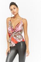 Forever21 Ornate Print Twist-front Cami Top