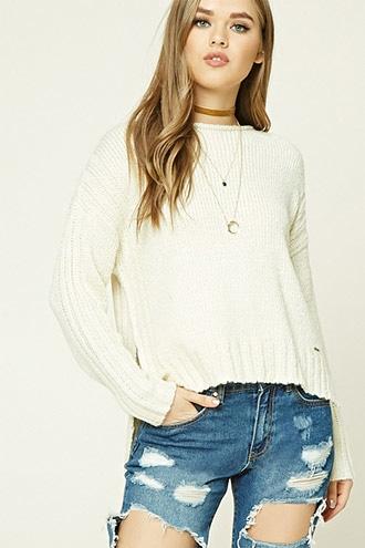 Forever21 Women's  Boxy Side Slit Sweater