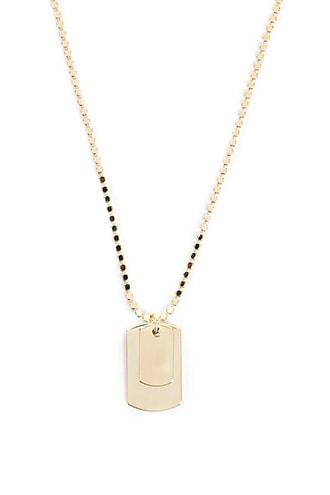 Forever21 Dog Tag Pendant Bead Chain Necklace