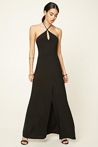 Forever21 Women's  Keyhole Halter Maxi Dress