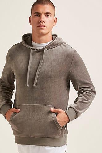 Forever21 Zippered Velvet Hoodie
