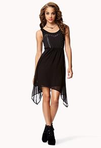 Forever21 Studded Faux Leather Panel Dress