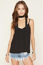 Forever21 Women's  Black Cami And Neck Tie Set
