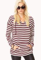 Forever21 Women's  Everyday Striped Hoodie